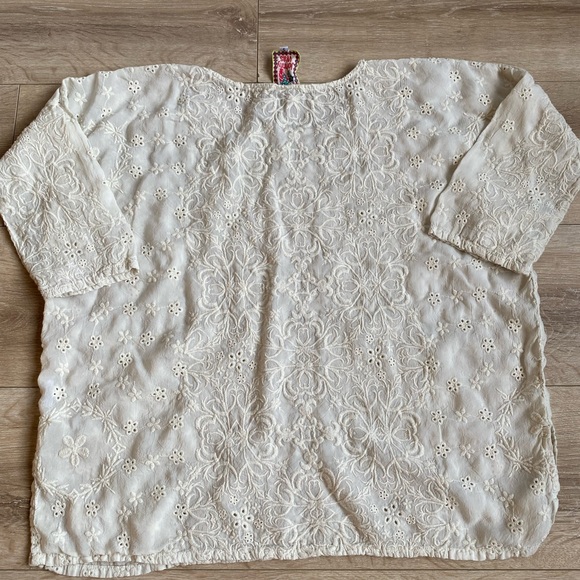 Johnny Was blouse shirt 100% Cupra Rayon eyelet lace embroidery detailing small - Picture 5 of 11